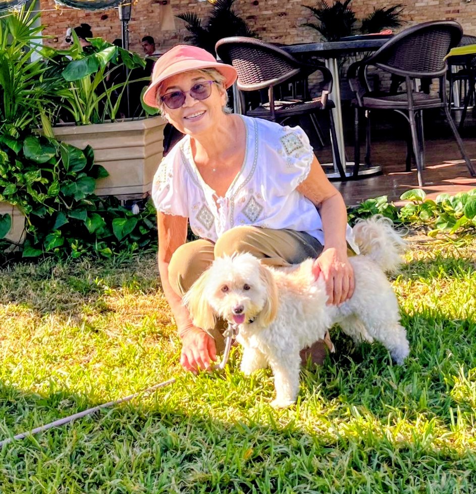 Vidda with her Maltipoo Peah